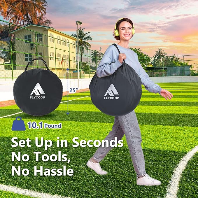 Sports Tent: Flycoop Portable Weather Pop Up Pod 2 Person to Provide Shelter from Wind Rain and Cold Weather Shelter for Outdoor Activities, Sports Events, Camping and Hiking