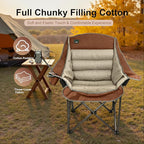 Northroad Oversized XL Padded Camping Chair w/Cell Phone Holder, Large Camp Chair, Foldable Lawn Chair w/Cup Holder,Carry Bag for Outdoor Hiking, Picnics, Heavy-Duty 400-lbs Capacity, Moca