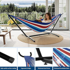 Double Hammocks with Stand for Outside, Portable Space Saving Heavy-Duty Steel Stand for Indoor Outdoor Patio with Carrying Bag, 450 lbs Capacity