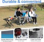 3 Person Camping Chairs,Supports 900Lbs,Oversized Loveseat Camp Chair w/Cup Holder,Wine Glasses Holder,Heavy Duty Extra Large Outdoor Folding Sofa Perfect for Family Picnic,Parties,Garden