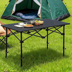 Camping Table Roll up Table,4-6 Person Portable Adjustable Height Roll up Aluminum Table with Carry Bag