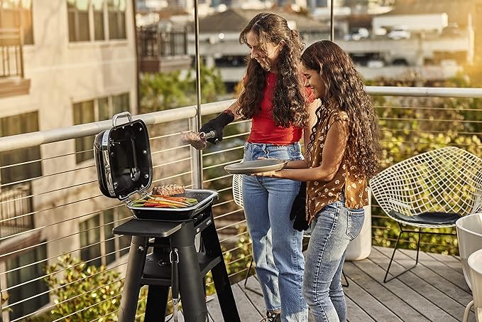 Weber Lumin Compact Outdoor Electric Barbecue Grill, Light Green - Great Small Spaces such as Patios, Balconies, and Decks, Portable and Convenient