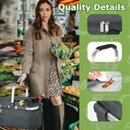 Tirrinia Large Insulated Picnic Basket, 34L Water-Resistant & Leakproof Collapsible Portable Cooler Basket with Aluminium Handle for Travel, Shopping, Camping, Foldable Grocery Bag, Grey