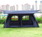KTT Extra Large Tent 12 Person,Family Cabin Tents,Awning,2 Rooms,4 Doors and 4 Windows with Mesh,Straight Wall,Waterproof,Double Layer,Big Tent for Outdoor,Picnic,Camping,Family Gathering