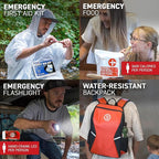 Earthquake Kit - 72 HRS Essential Emergency Survival Kit, Heavy Duty 72 Hour Bug Out Bag Survival Kit for Earthquake, Hurricane, Tsunami - Include Emergency First Aid Kit, Water, Food (Red 1 Person)