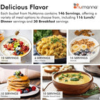 Numanna Family Pack with Meat Bucket 438 Servings | 3-Months Emergency Protein-Rich Meals | Easy to Prepare for Everyday Use, Prepping & Camping | 25+ Year Shelf Life | Made in USA | Food-Grade Bucket