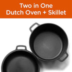 Commercial Chef 2-in-1 5-Qt. Dutch Oven with 10.25-Inch Skillet Lid, Pre-Seasoned Cast Iron, Works on All Cooktops Including Induction, Outdoor Cookware for Campfires or Grills, CHFL508