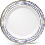 OCCASIONS 240 Piece Heavy Duty Disposable Plastic Plates Set for 120 Guests – Includes 10.5" Dinner & 7.5" Dessert Plates, Elegant Party Plates for Weddings, Events, Odyssey in Blue & Gold Rim.