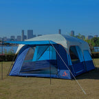 KTT Extra Large Tent 10-12-14 Person(A),Family Cabin Tents,2 Rooms,3 Doors and 3 Windows with Mesh,Straight Wall,Waterproof,Double Layer,Big Tent for Outdoor,Picnic,Camping,Family Gathering