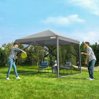 VIVOHOME 10x10ft Easy Pop-Up Canopy, Outdoor Screen Tent with Mosquito Netting, 2 Zipper Doors, and Roller Bag for Yard Camping Picnic Party Events, Grey