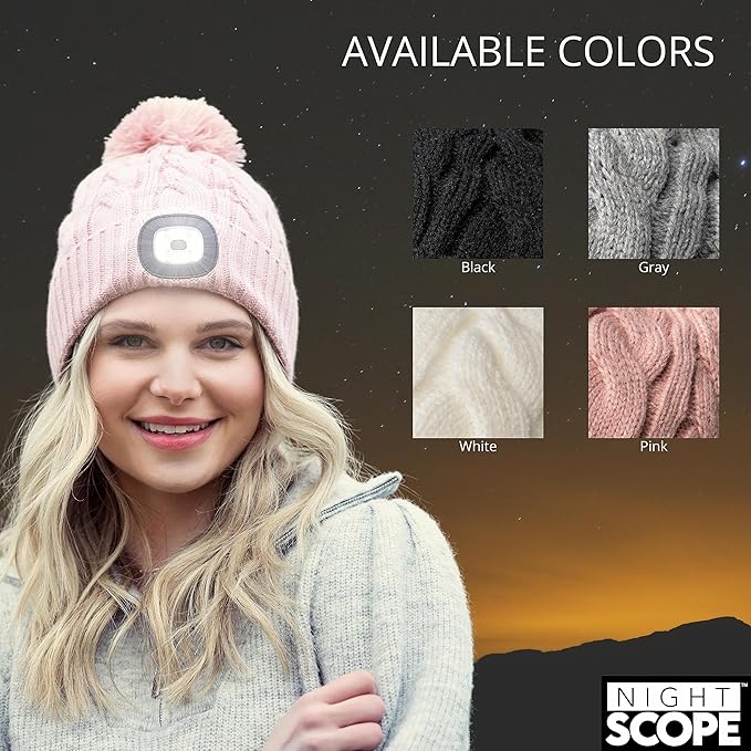 Classic Rechargeable LED Warm Knit Beanie Head Light Hat Headlamp for Outdoor Activities