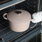 Crock-Pot Artisan 5-Quart Round Cast Iron Dutch Oven with Lid – Matte Dusty Pink, Durable Oven Safe Cookware