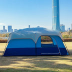 KTT Extra Large Tent 10-12-14 Person(A),Family Cabin Tents,2 Rooms,3 Doors and 3 Windows with Mesh,Straight Wall,Waterproof,Double Layer,Big Tent for Outdoor,Picnic,Camping,Family Gathering
