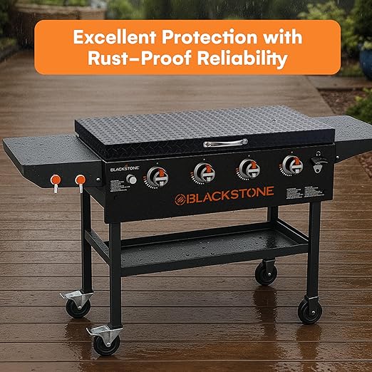 Flybold 36 Inch Blackstone Griddle Hard Cover – Aluminum Flat Top Grill Lid with Suitcase Handle – Lightweight, Weatherproof, Diamond Cut BBQ Replacement Cover for Blackstone & Member’s Mark Griddles