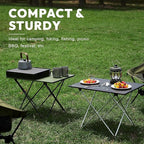 MellowCamp Camping Side Table, Ultralight Aluminum Folding Table, Small Compact Portable Ideal for Beach, Outdoor Cooking, Hiking, Camping, Picnics (Black,Medium)