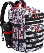LHI Military Tactical Backpack for Men and Women 45L Army 3 Days Assault Pack Bag Large Rucksack with Molle System Black and white