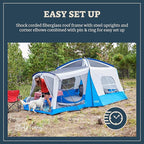 Wenzel Klondike 8 Person Water Resistant Tent with Convertible Screen Room for Family Camping