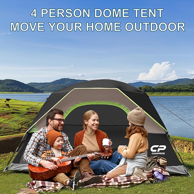 Tents for Camping 4 Person Tent Waterproof Windproof Double Layer Camping Tent, Easy Setup Dome Tent with Large Mesh Windows & Wider Door for Outdoor Camping & Hiking