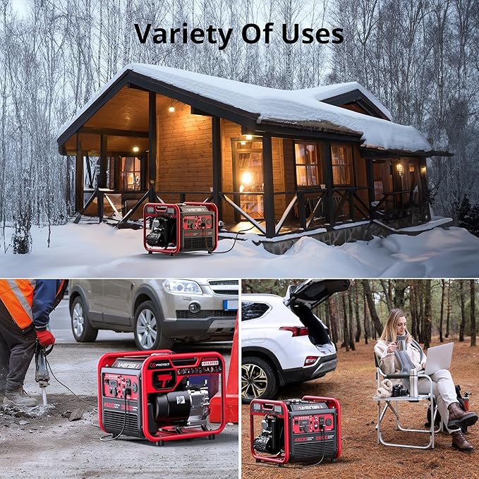 Portable 4500W Gas-Powered Inverter Generator with CO Sensor, Lightweight, Quiet, and EPA-Compliant for Home, Emergency Backup, and Camping