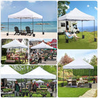 Yaheetech Canopy Tent, Commercial Instant Heavy Duty Canopy, 500D Waterproof Adjustable Canopy with Wheeled Carry Bag, 4 Sandbags and 4 Stakes (10x10, White)