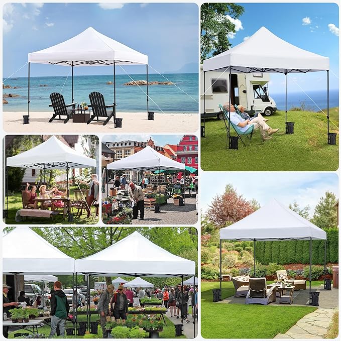 Yaheetech Canopy Tent, Commercial Instant Heavy Duty Canopy, 500D Waterproof Adjustable Canopy with Wheeled Carry Bag, 4 Sandbags and 4 Stakes (10x10, White)