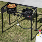 2 Burner Propane Gas Stove with 0-3 PSI Adjustable Regulator and Removable Legs Gas Burners for Cooking Perfect for Home Brewing, Seafood Boil and Camping