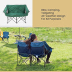 ARROWHEAD OUTDOOR Portable Folding Double Duo Camping Chair Loveseat w/ 2 Cup & Wine Glass Holder, Carrying Bag, Supports up to 500lbs