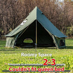 Cotton Canvas Bell Tent with Stove Jack, Roomy Yurt for Family Glamping Camping, 4 Season Tent with Zipped Removable Floor