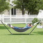 Double Hammock with Steel Stand - 2 Person Hammock Bed Indoor Outdoor, Brazilian-Style, with Carry Bag, 450lb Capacity, Portable & Easy Assembly, Chasm