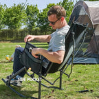 PORTAL Oversized Folding Rocking Camping Chair Portable Outdoor Rocker with High Back Hard Armrests Carry Bag, Supports 400 lbs