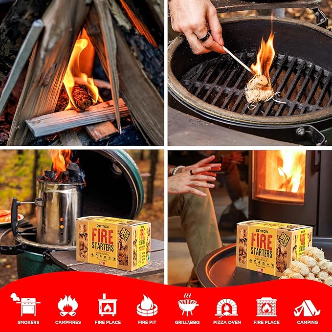 150 pcs Fire Starter - Natural Fire Starters for Campfires, Fire Pit, Pizza Oven, Fireplace, Smoker, BBQ, Pellet Stove & Wood - Fire Starters for Grill, Charcoal Starter
