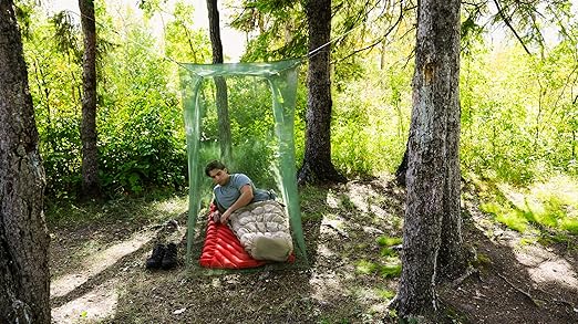 Coghlan's Rectangular Mosquito Net – Lightweight Mesh Canopy for Camping, Travel, and Outdoor Use – Includes Tie Loops, Carry Bag, Twine, Hooks, Anchors, Nails – Green, 78" x 32" x 59"