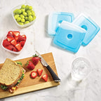 Cool Coolers by Fit & Fresh Slim Ice Packs, Quick Freeze Space Saving Reusable for Lunch Boxes or Coolers, Clear Blue Kids Ice (Pack of 48)