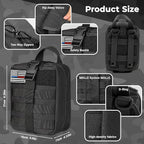 78 PCS IFAK Trauma Kit with Tourniquet, 6-Inch Israeli Bandage, Splint, Tactical First Aid Kit for Car, Camping, Hiking and Travel with Molle Bag (Stellar Black)