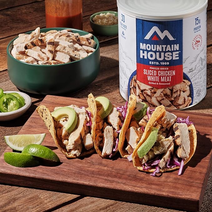 Mountain House Freeze-Dried Grilled Sliced Chicken White Meat #10 Can – 144 Total Servings (6 Cans, 24 Servings Each) – Fully Cooked, Ready-to-Eat Emergency Survival Canned Food – High Protein Long-Term Storage Meal for Camping, Hiking, Backpacking & H...