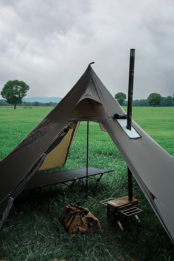 Hot Tent – 4 Season, Waterproof, Windproof, and Lightweight Shelter, Ideal for Camping, Hiking, Hunting, and Fishing.