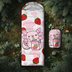 QOOMO Axolotl Cute Camping Sleeping Bags,3 Season Warm & Cool Weather,Lightweight,Waterproof Sleeping Bags for Adults & Kids,Traveling,and Outdoors