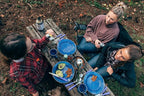 Stansport Deluxe 24-Piece Enamel Tableware Set - Enamel Plates and Bowls Lightweight and Durable Camp Dish Set for Camping and Backpacking Plates and Bowls for 4 People
