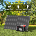 POWSTREAM 21W-Portable-Solar-Panel-Power-Charger Camping 88.8Wh Solar Generator with AC Output and Solar Panel High Efficiency Battery Supply for iPhone,iPad,Outdoor Adventures Home Blackout