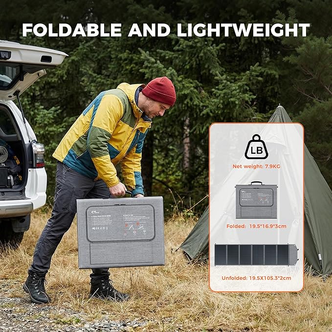 200W Portable Solar Panel for Power Station, Foldable Solar Charger, IP68 Waterproof Solar Panel Kit USB/Type-C/XT60/MC4 Anderson Aviation Output for Outdoor RV Camping Emergency Power Supply