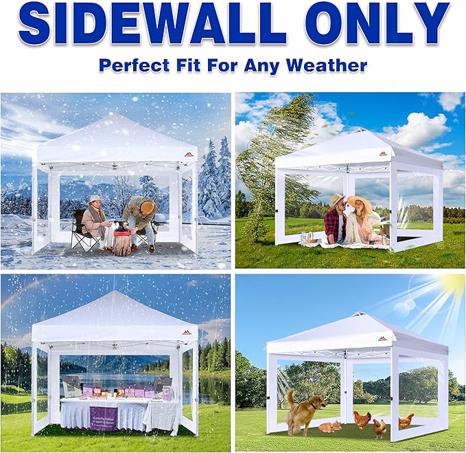 SCOCANOPY Clear Window Sidewall for 12x12 Canopy Frame, 3 Pack Sunwalls Only,(Light Grey)