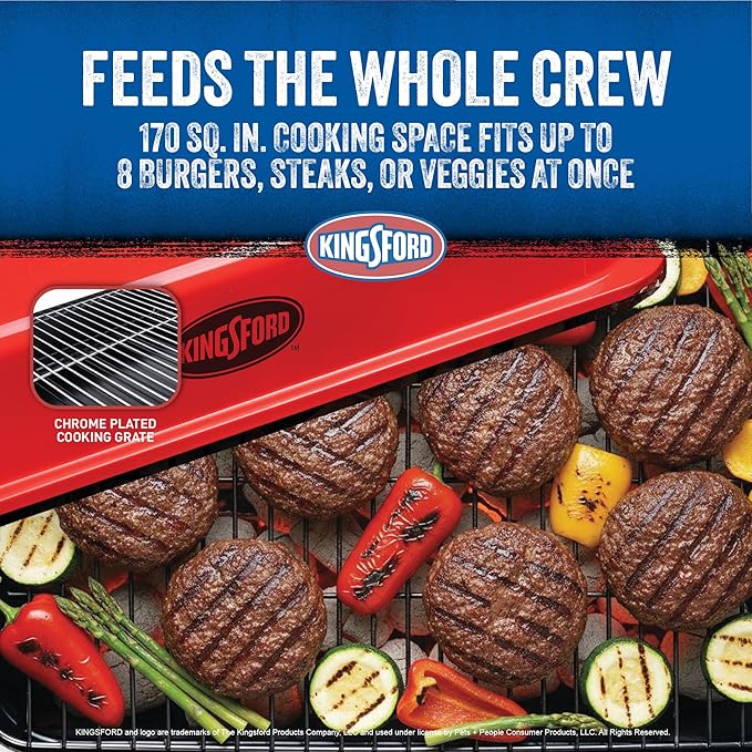 Kingsford Tabletop Charcoal Grill, Portable, Compact Grilling and BBQ, 17" Rectangular, 170 Sq In Cooking Surface