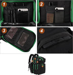 LHI Military Tactical Backpack for Men and Women 45L Army 3 Days Assault Pack Bag Large Rucksack with Molle System - Black with green zipper