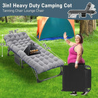 ABORON Patio Lounge Chair, Folding Guest Bed Cot for Adults, 500LB Heavy-Duty Capacity, Portable Extra Bed with Comfort Mat, Quick Fold Design for Indoor Guest Stays & Temporary Use