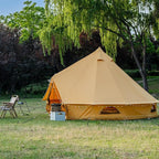 Cotton Canvas Bell Tent with Stove Jack, Roomy Yurt for Family Glamping Camping, 4 Season Tent with Zipped Removable Floor