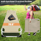 MOPHOTO Oversized Beach Lounge Chair, 5-Position Adjustable Tanning Chair with Face Hole, Heavy Duty Folding Chaise Lounge for Beach, Pool, Patio & Sunbathing
