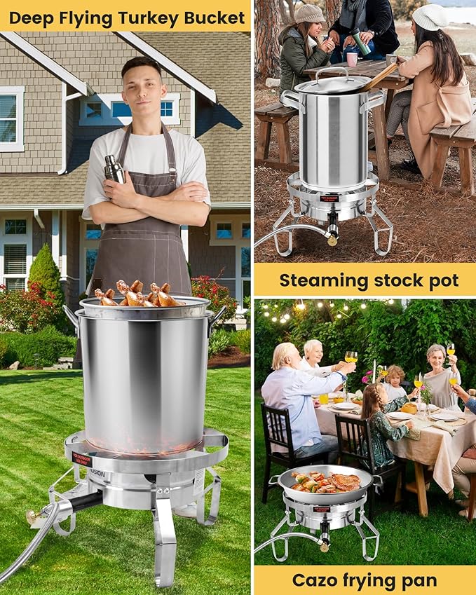 AOSION 200,000/BTU Stainless Steel Single Burner Propane Stove,Heavy Duty Outdoor Propane Burner Gas Stove Cooker,High-Pressure Outdoor Burner for Cooking for Turkey Fryer,Crawfish Boil,Home Brewing.