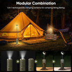 Camping Light Telescopic, IPX54 Waterproof, Collapsible, Adjustable Camping Lantern for Emergency, Hiking, Camping Essentials, Telescopic Flashlight (Military Green)