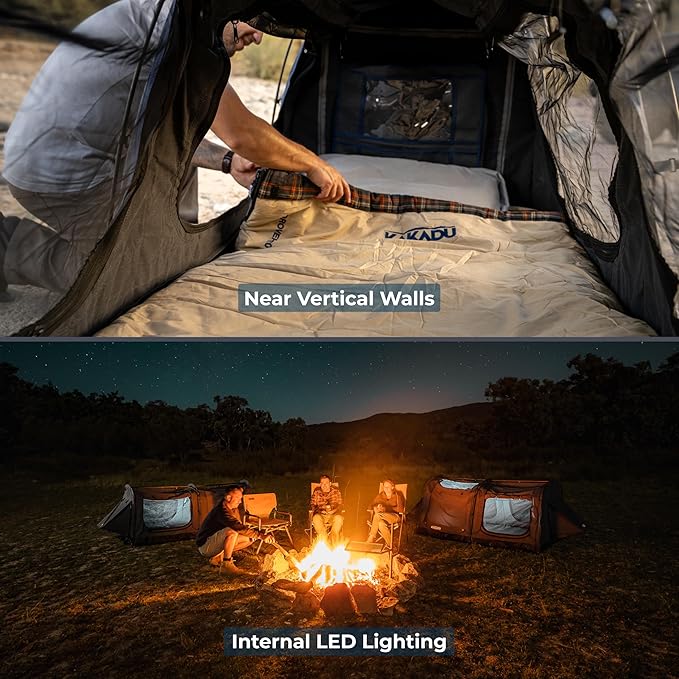 Kakadu Canvas Swag Tent, 1 Person, Australian Polycotton Camping Ground Tent, All Seasons, Waterproof, with 2.75” Foam Mattress, LED Lighting, Carry Bag