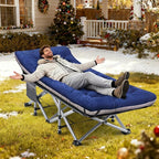 Camping Cot, Sleeping Cots, Portable Camping cots with Cushion, Pillow and Carry Bag, 1200D Double Layer Oxford, 600 LBS Weight Capacity Cots for Sleeping (Blue)